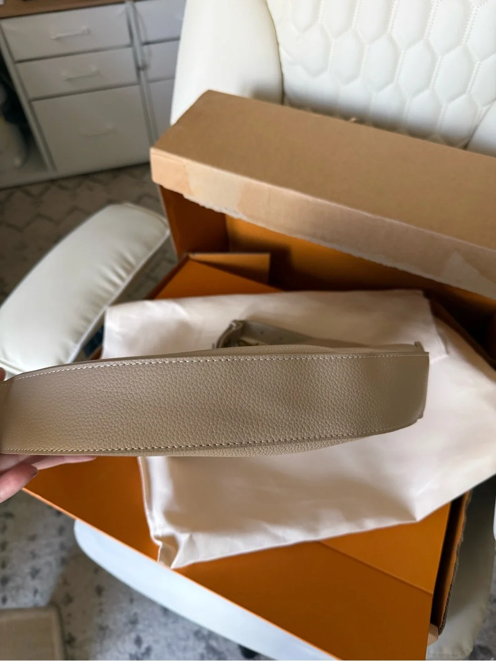 Light Cream “cookie” Crescent Shoulder Bag